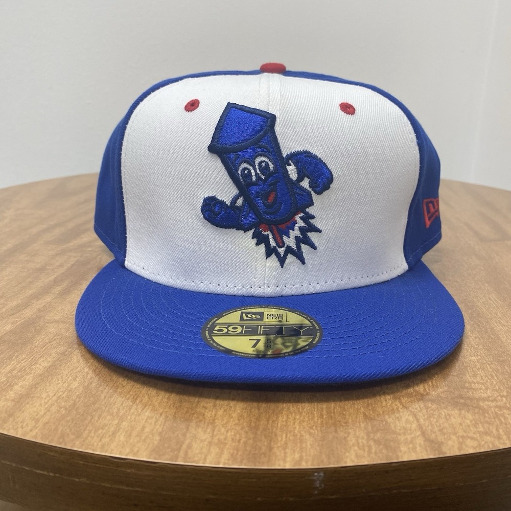 New‎ Era Worcester Red Sox 59FIFTY Size 7 5/8 MiLB Fitted Hat Blue White Rocket